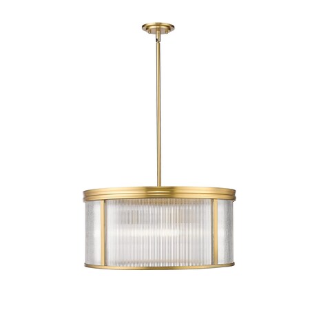 Z-Lite Carnaby Chandelier, 6-Light, 24.25 In.W x 12 In.H, Modern Gold/Clear Ribbed 7504P24-MGLD